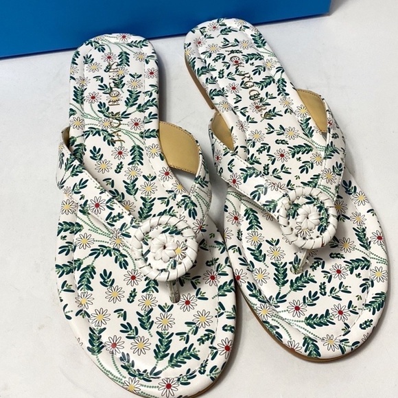 Jack Rogers white floral Rowan flip flop NIB - Picture 2 of 8